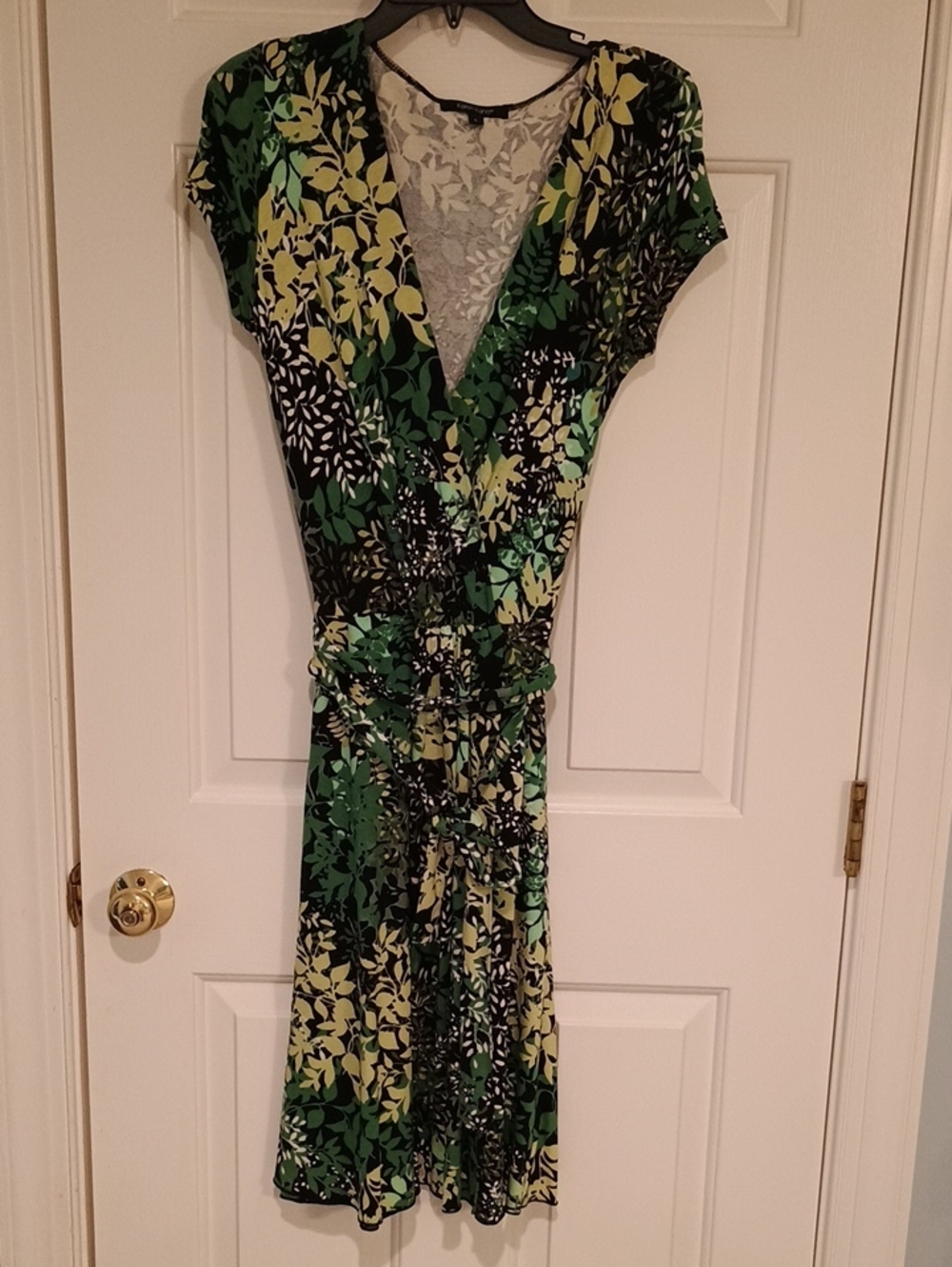 Karen Kane Green and Yellow Floral Wrap Midi Dress